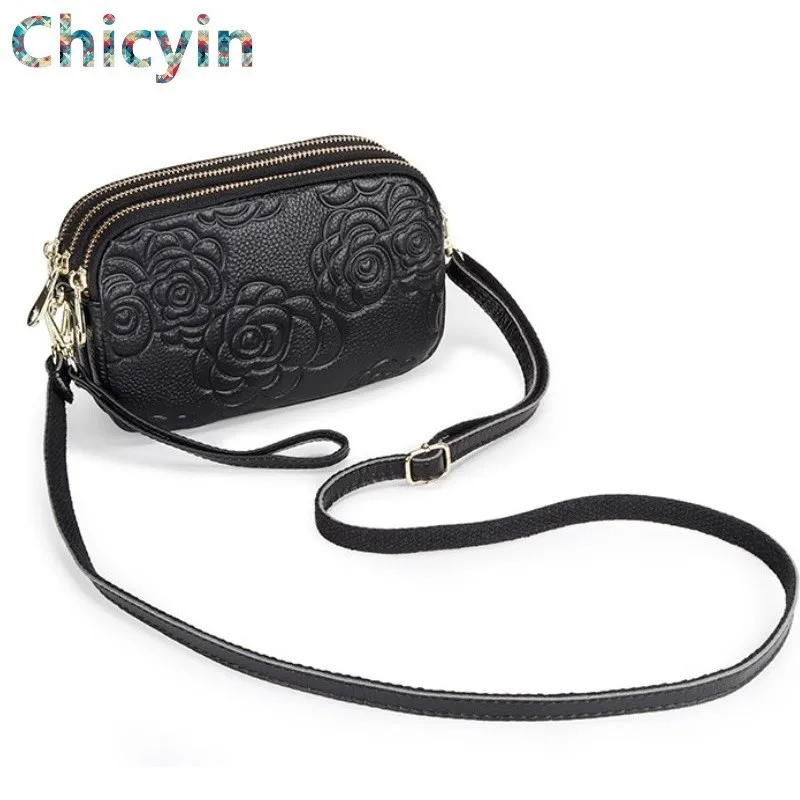 Платье с цветочным принтом из искусственной кожи ремешком через плечо сумка