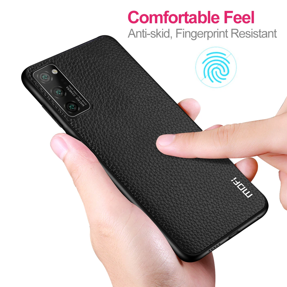 

for Honor V30 Case V30Pro Cover for Huawei V30 Pro Case MOFi Silicone Shockproof Glass Capa PU Leather Coque