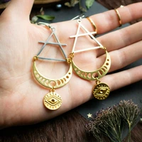 earrings air alchemical element with golden eye charm