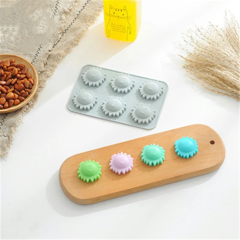 Original 6 Small Sun Shape Pastry Egg Tart Mold Silicone Soap DIY Chocolate Candy Ice Grid Biscuit Baking | Дом и сад