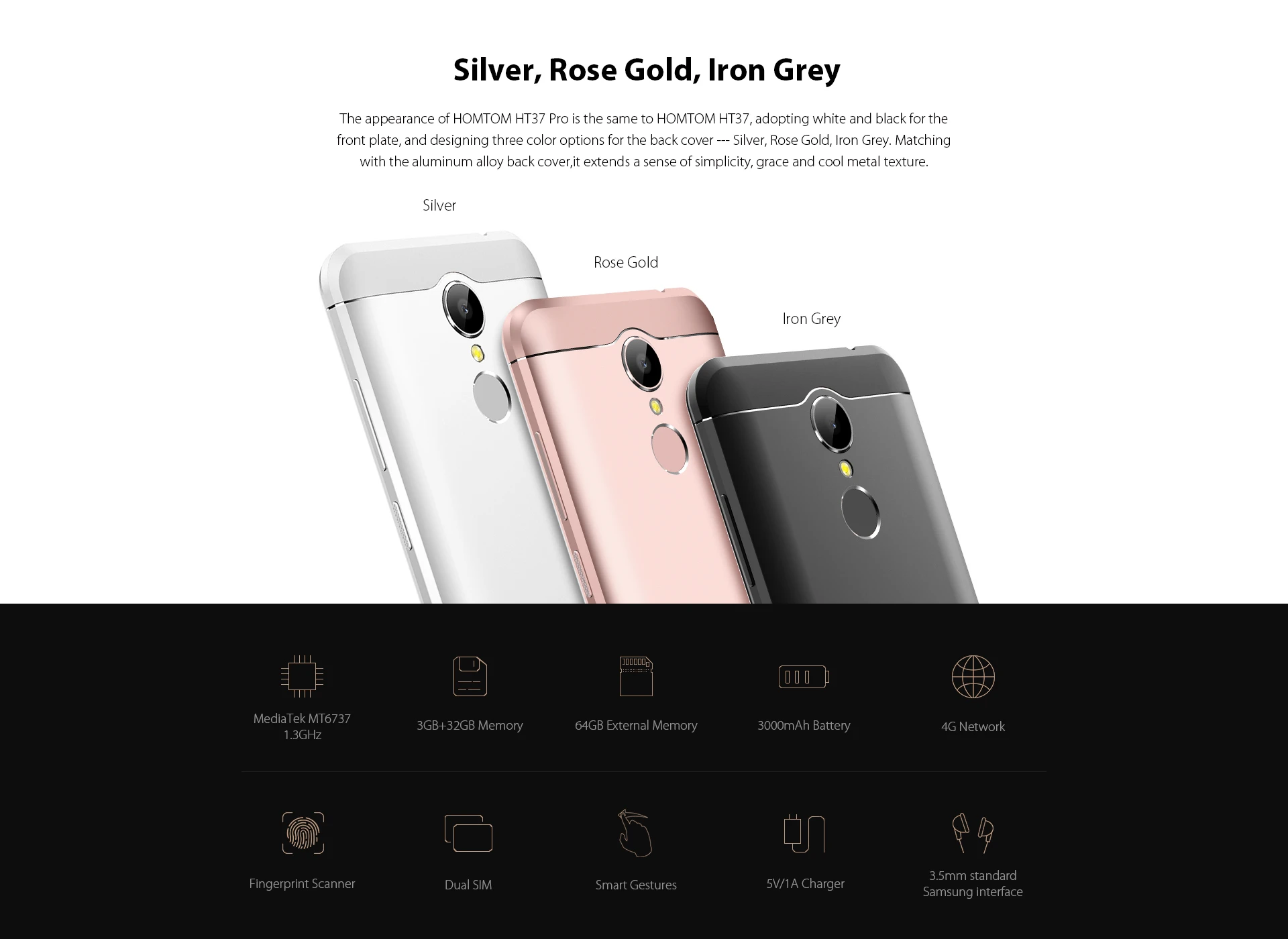 HOMTOM HT37 Pro смартфон 4G MT6737 5,0 дюймов HD Android 7,0 сотовый телефон 3+ 32 Гб 13 МП 3000 мАч отпечаток пальца ID