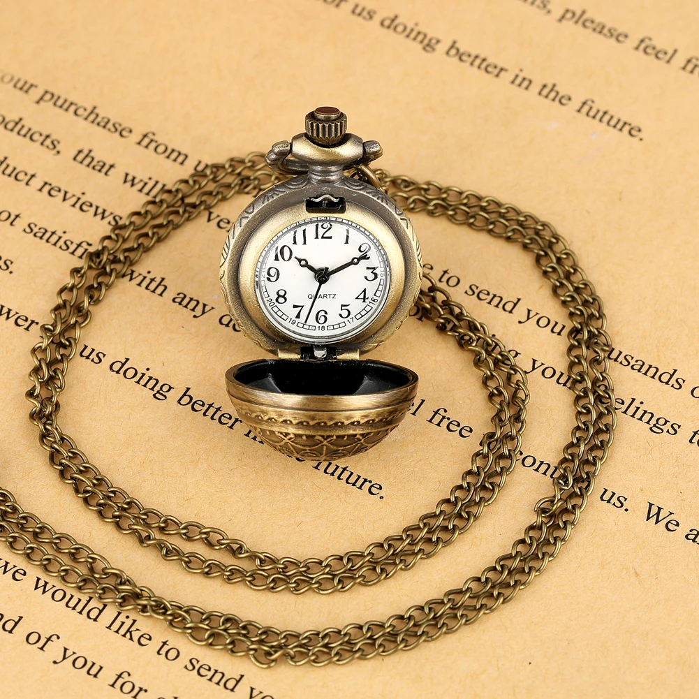 Часы наручные кварцевые с маленьким шариком бронзовые карманные изображением