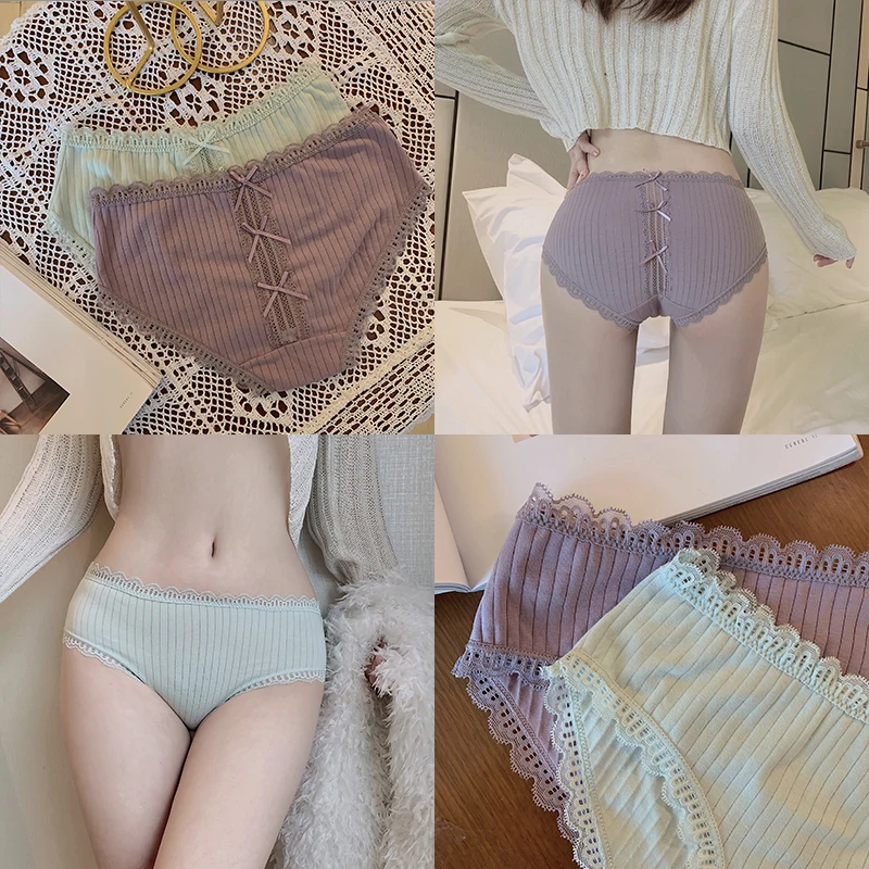 Летние сексуальные кружевные трусики с бантом удобное нижнее белье для девушек
