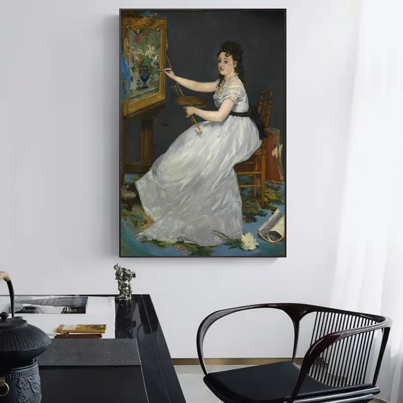 Edouard Manet девушка держит зонтик Холст Картина плакаты печать мраморная настенная