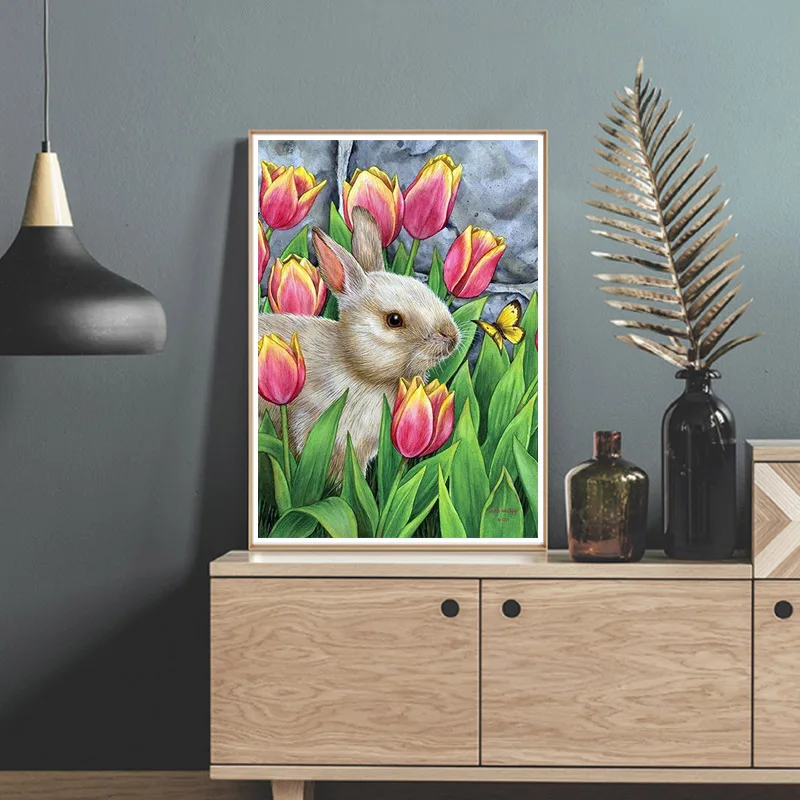 

5D DIY Diamond Painting Cross Stitch Easter Bunny Embroidery Mosaic Handmade Full Square Round Drill Wall Decor Craft Gift