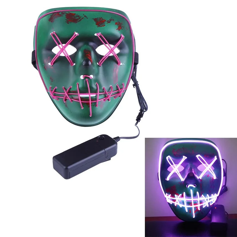 HL0761Z Светодиодный/EL костюмная маска косплей Полное Лицо покрытые праздничные вечерние светящиеся маски Светящиеся в темноте 43 цвета на выбор - Цвет: HL0761Z