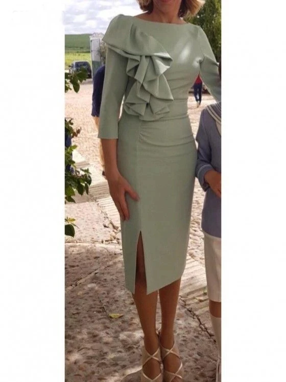 

Платье-футляр для матери невесты, длина до колена, свадебное платье для матерей, простой стиль