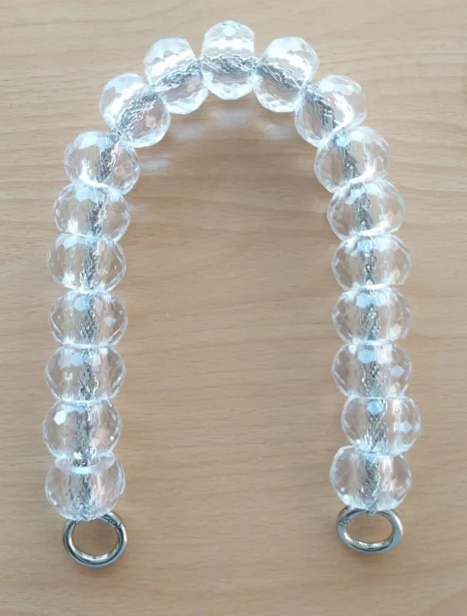 Прозрачная Ручка из бисера часто узорная серебристая|Вязание| |