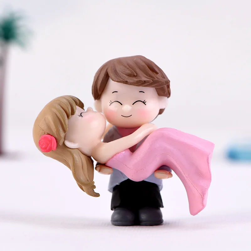 001 2 шт. Мини фигурки влюбленных миниатюры садовая сказочная фигурка кукольный домик украшения из смолы домашний Декор Рождественский подарок - Цвет: 001