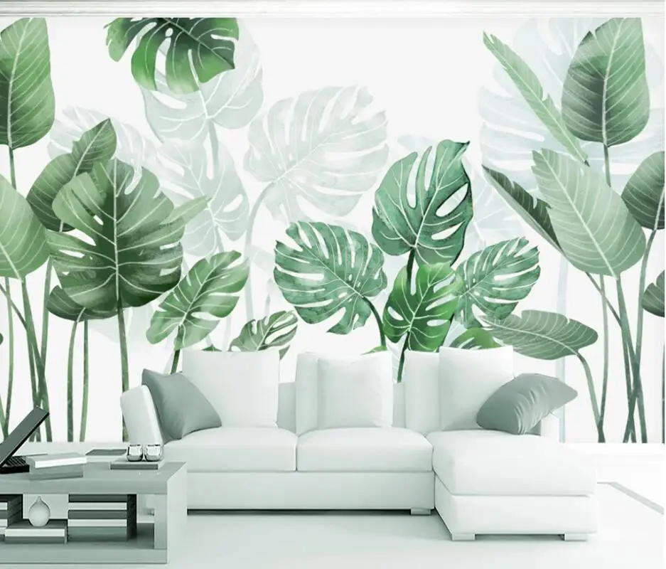 

Современный минималистичный акварельный фон AINYOOUSEM с изображением растений, дивана, обои для стен, бумажные обои, 3d обои, наклейки