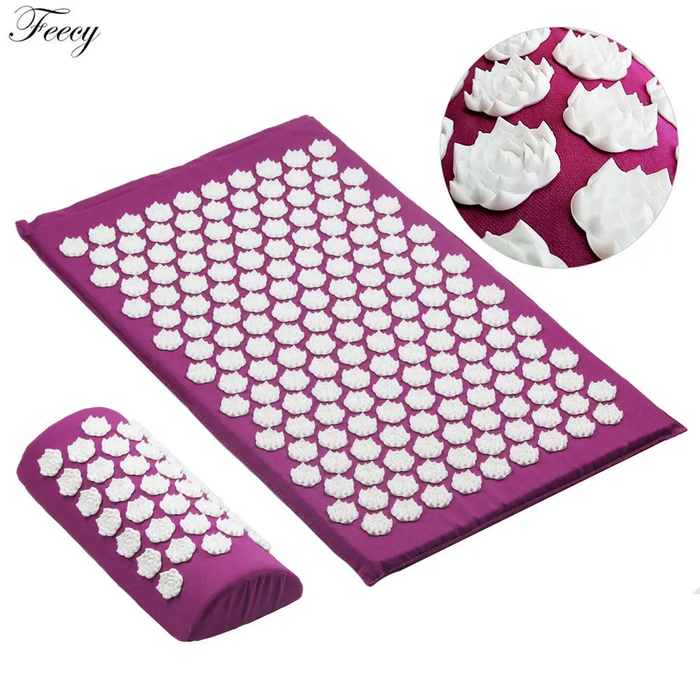 M0 Set Purple Акупунктурная Подушка массажер для спины массаж тела, ног коврик подушка комплект снять стресс боль Acupuntura йога коврик массажный коврик шакти коврик - Цвет: M0 Set Purple