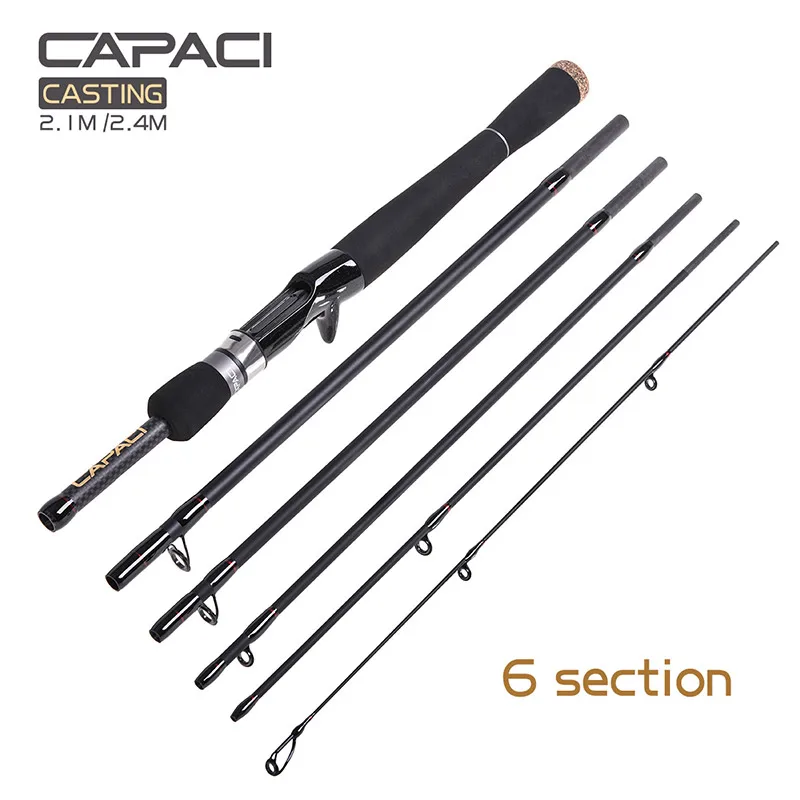New!Carbon Spinning Fishing Rod Superhard Lure Wt:1.8-14g Casting Fishing Rod Portable 6 Section Outdoor Casting Lure Rod