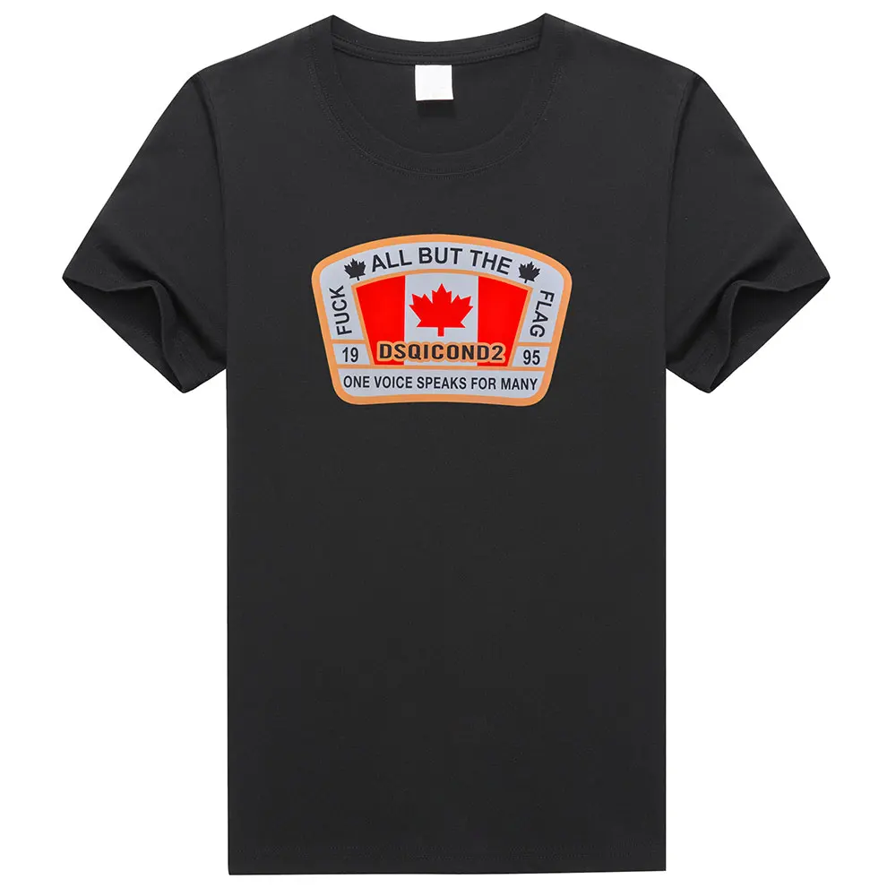 

Мужская хлопковая футболка с коротким рукавом и принтом кленового листа