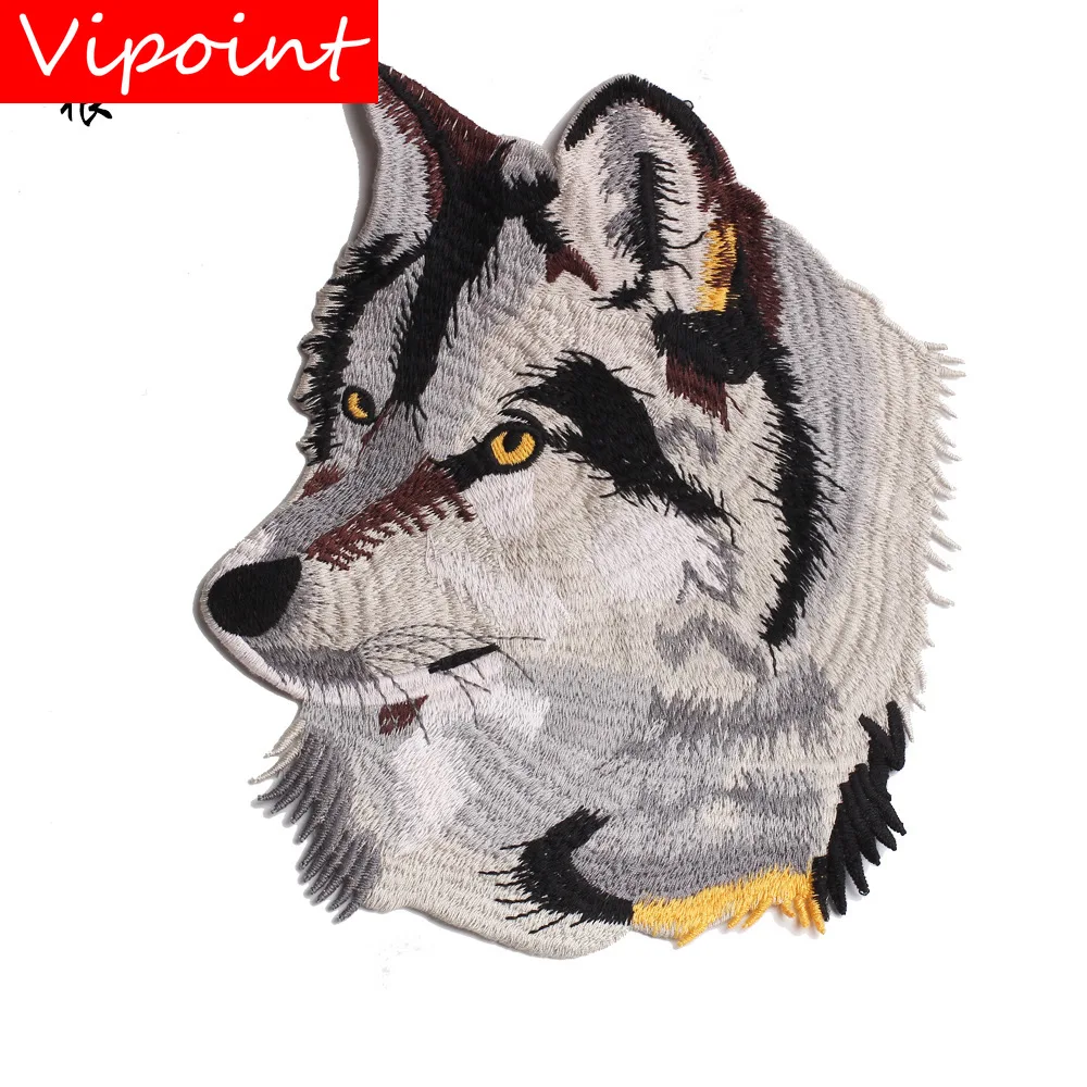 Вышивка нашивки с изображением волка для куртки значки животными Аппликации JW-324