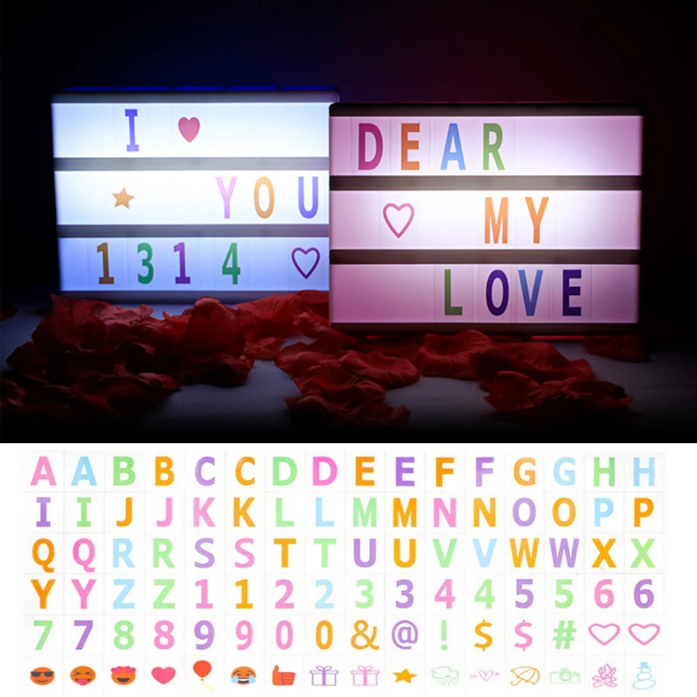 A4 A5 A6 Size LED Combination Night Light Box Lamp 5V Message Board Colorful Letters Cards Decoration Lamp Cinema Lightbox