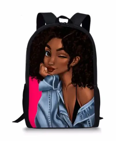 African Backpack Cartoon Black Girls Print School Bag Kids Cute Book Teenager Schoolbags Mochila | Багаж и сумки