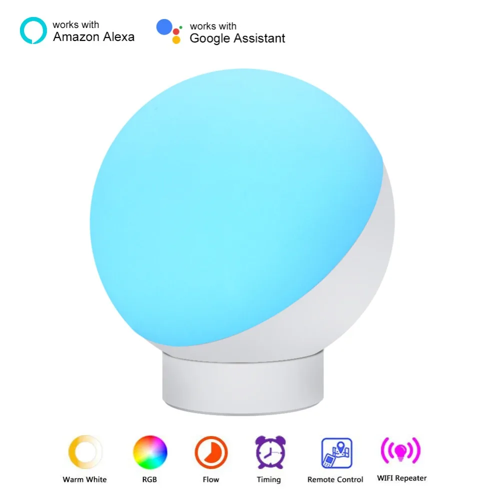 

Wifi Smart Table Lamp RGBW 7W Dimmable Control Timer Switch For Alexa Google Voice Control Led desktop Night Light Smart Home