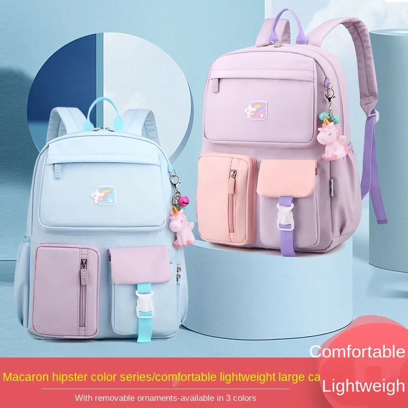 

Fashion Rainbow Shoulder Strap School Bag for Teenagers Girls Children's Waterproof Backpacks Kids Macaron Schoolbags Mochilas