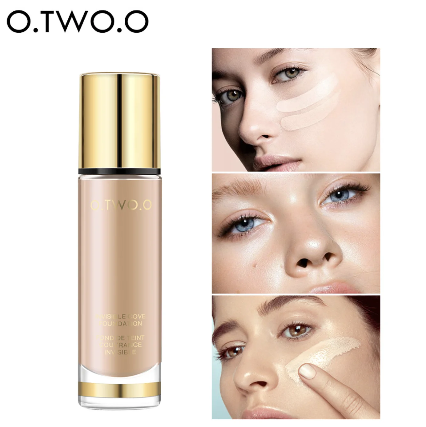

1 PACK O.TWO.O gold natural makeup liquid foundation flawless cover invisible pores bb cream moisturizing liquid foundation