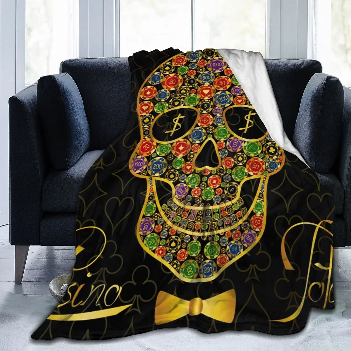 

Floral Skull Design Soft Blankets For Bed Couch Sofa All Season Warm Flower Fleece Blanket Dropship Decorative Flannel Throws