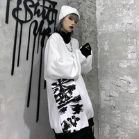 houzhou gothic harajuku white hoodies streetwear women hip hop oversize goth autumn pullovers female vintage sweatshirt velvet