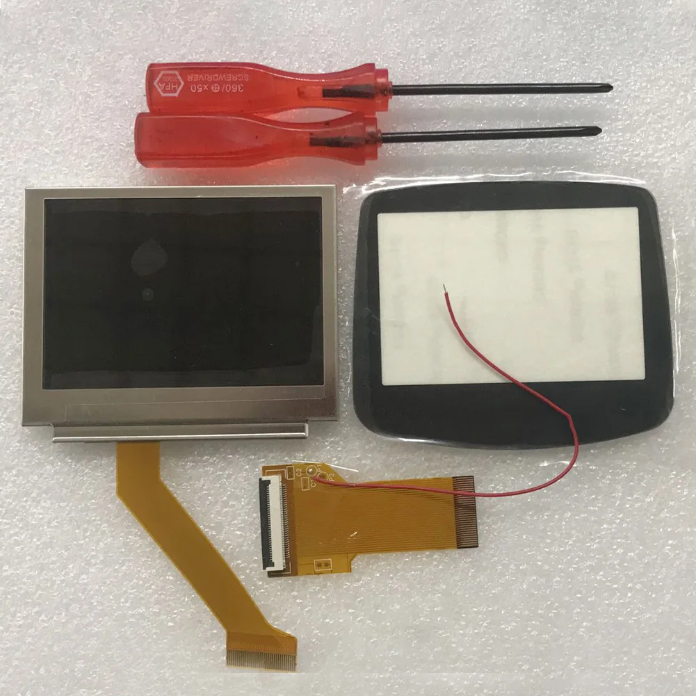 Highlighted Gaming Clear Glass Mirror Backlight Spare LCD Screen Set Durable Replacment Electric With Cable Accessories For GBA |