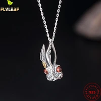 real 925 sterling silver jewelry garnet bunny pendant necklace for women original design luxury femme popular accessories 2022