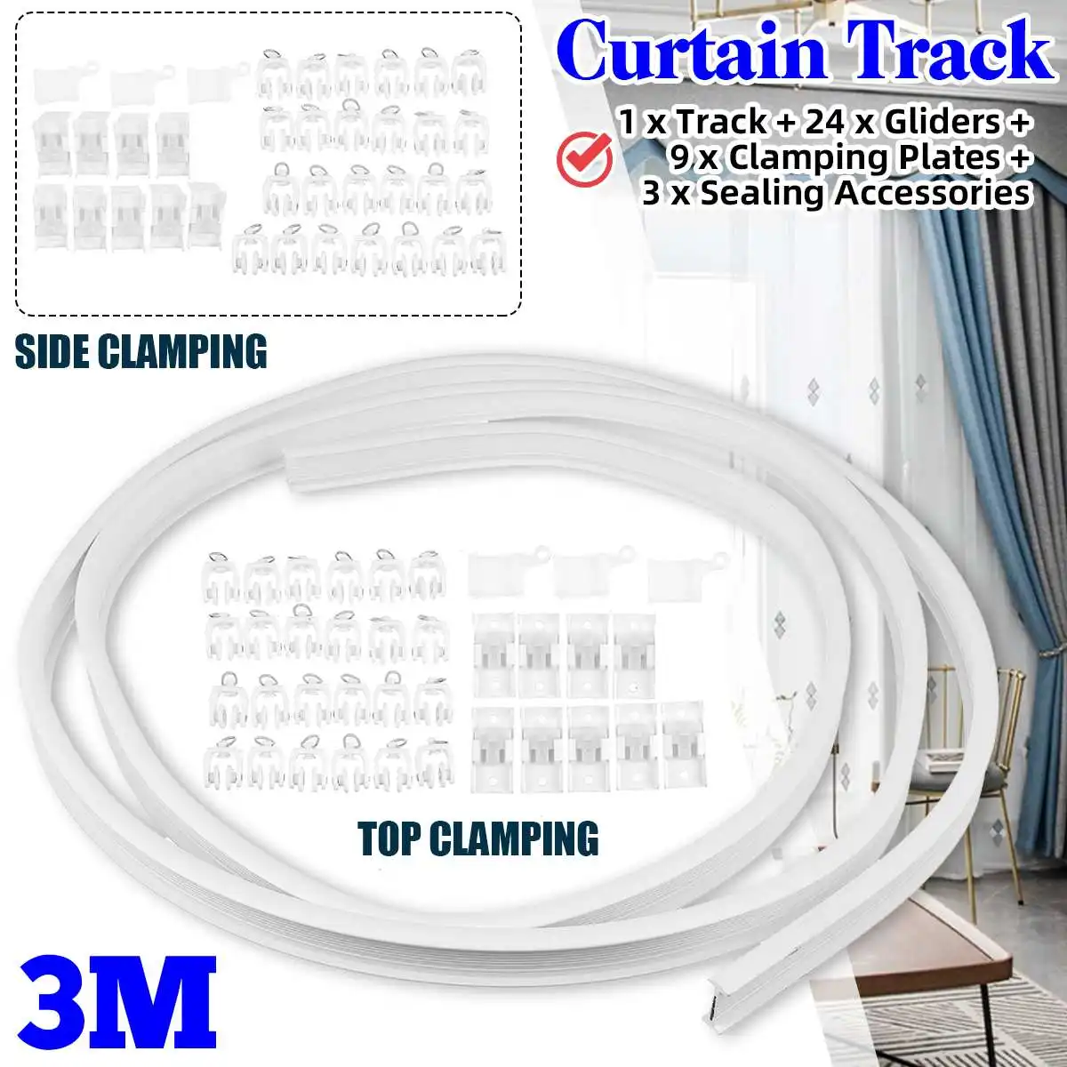 3M Flexible Ceiling Curtain Track Bendable Window Rod Rail Straight Curve Shower Decorative Accessories Home Decor | Дом и сад