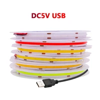 5v usb led cob strip light 320ledm high density flexible led tape fob linear linghting white warm pink red green blue 0 5m 5m