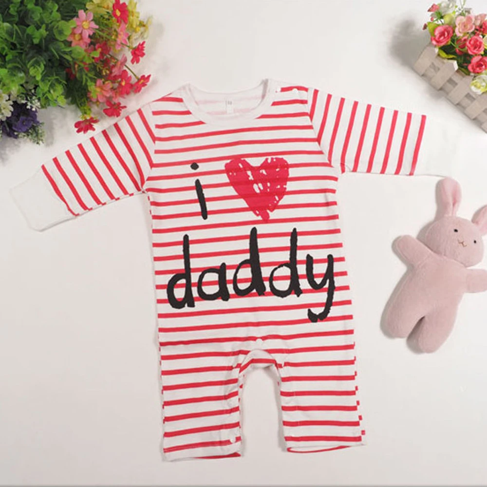 Комбинезоны в полоску с надписью для новорожденных Сезон весна-осень Тканевый