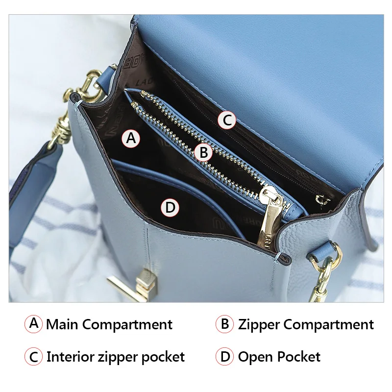 LAORENTOU/Сумка ведро из натуральной кожи с разноцветным плечевым ремнем для женщин