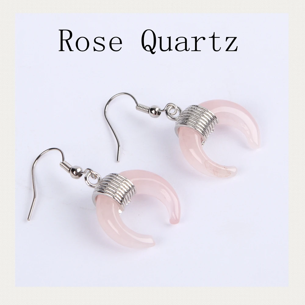 Серьги-капли в форме полумесяца с кристаллами из натурального камня модные