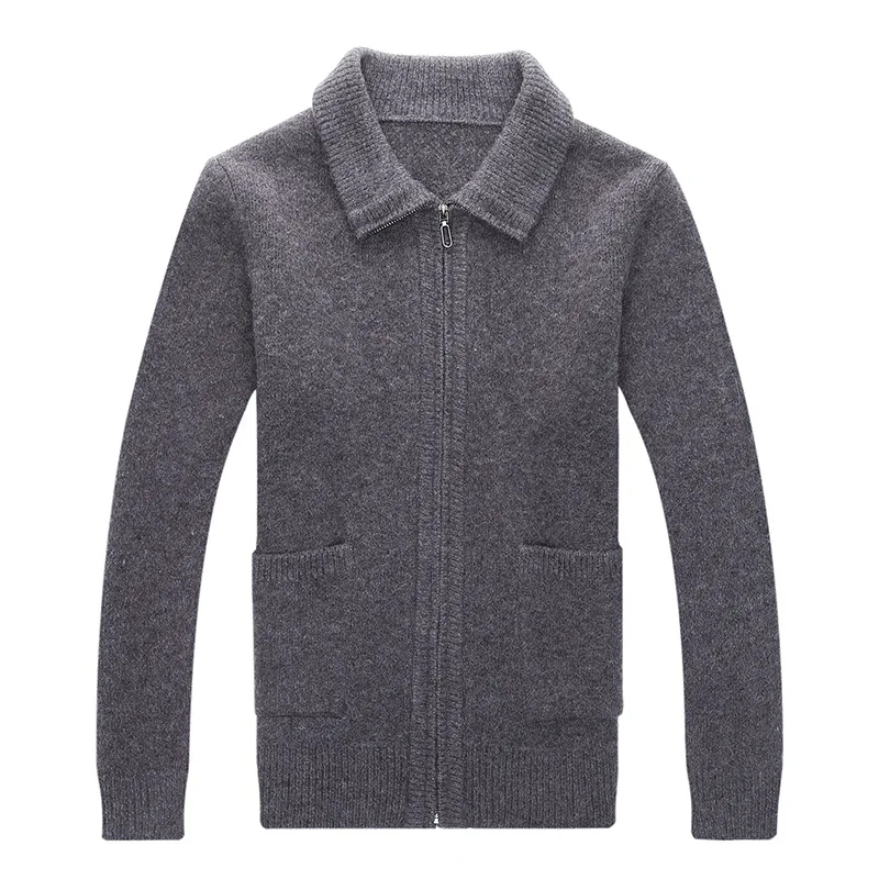 

Sweater men's thick winter new products men's zipper knit alpaca lapel casual trendy wholesale