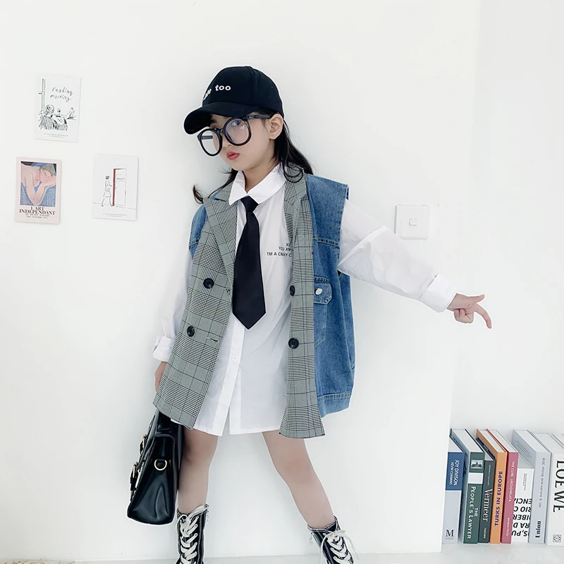 Жилет для маленьких девочек новинка весны 2020 свободная джинсовая повседневная