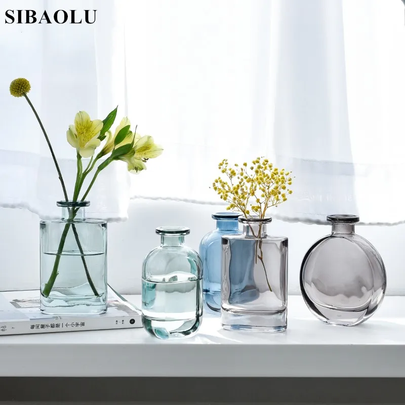 Скандинавская прозрачная ваза INS настольная Цветочная композиция маленькая