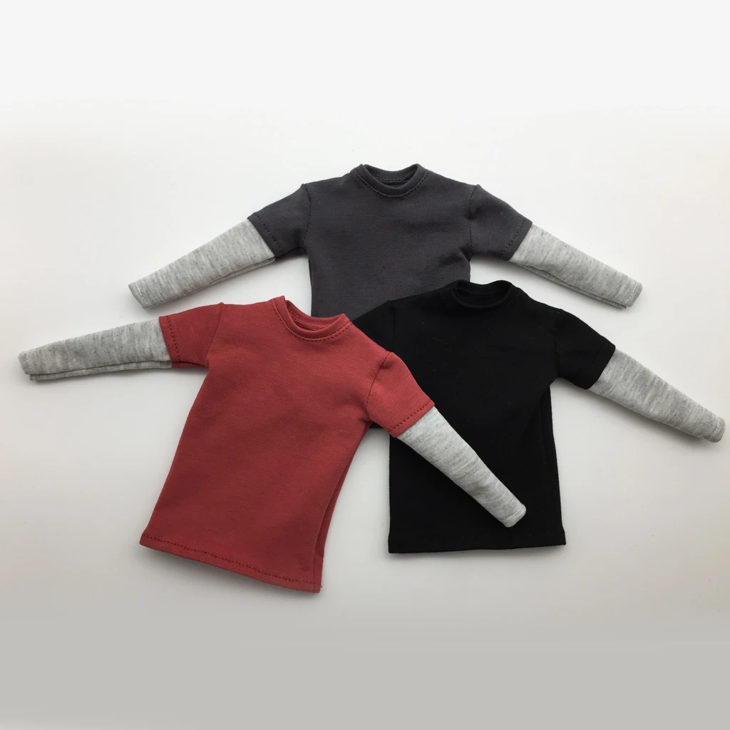 Масштаб 1/6 мужская длинная футболка с двойным рукавом верхняя одежда для 12 дюймов