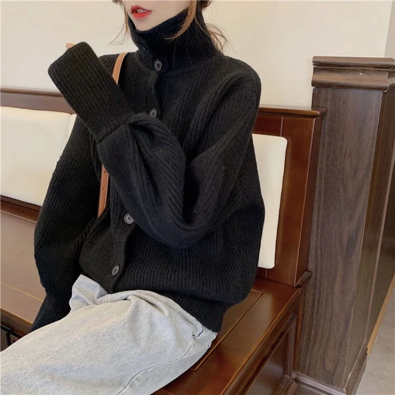 

2021 Autumn Winte Sweater Women Tops Knitted Pullover Korean Style Cardigan Soft Warm Pull Thick Outwear