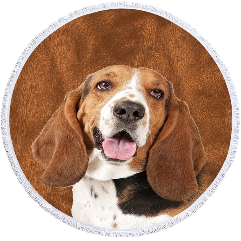 

Round Cute Dog Print Beach Towel Women Robes Bath Wearable Towel Dress Womens Lady Fast Drying Spa Magical Nightwear YJ-0077