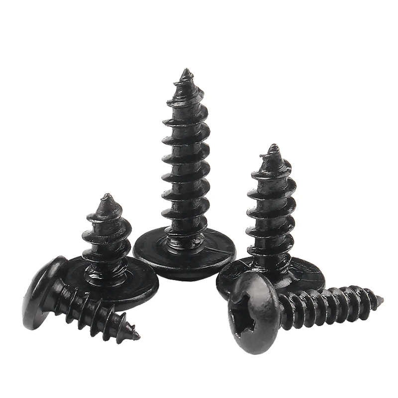 

25/50pcs M3 M4 M5*L Steel with Black Phillips Truss Head Cross Recessed Mushroom Head Self Tapping Screws