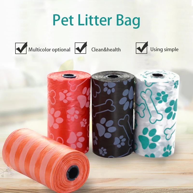 

20pcs/roll Biodegradable Pet Dog Poop Bag Zero Waste Dog Pooper Bags Paw Doggy Litter Poop Bag Dispenser Pets Products For Dogs