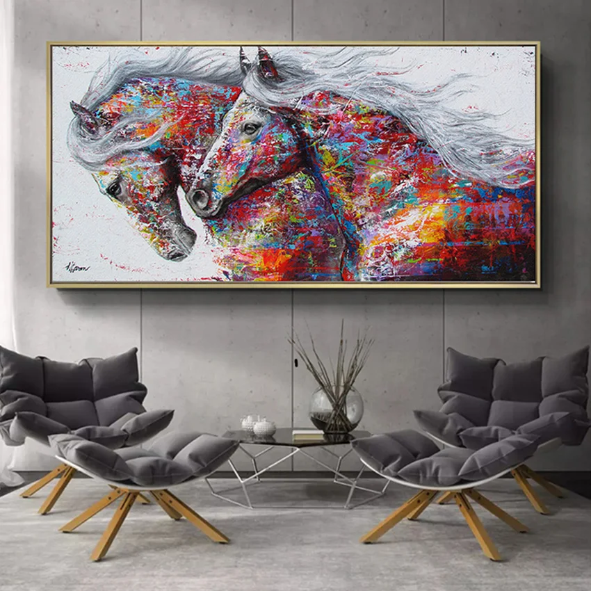 Абстрактный постер и печать животных картина маслом на холсте ручная работа HD