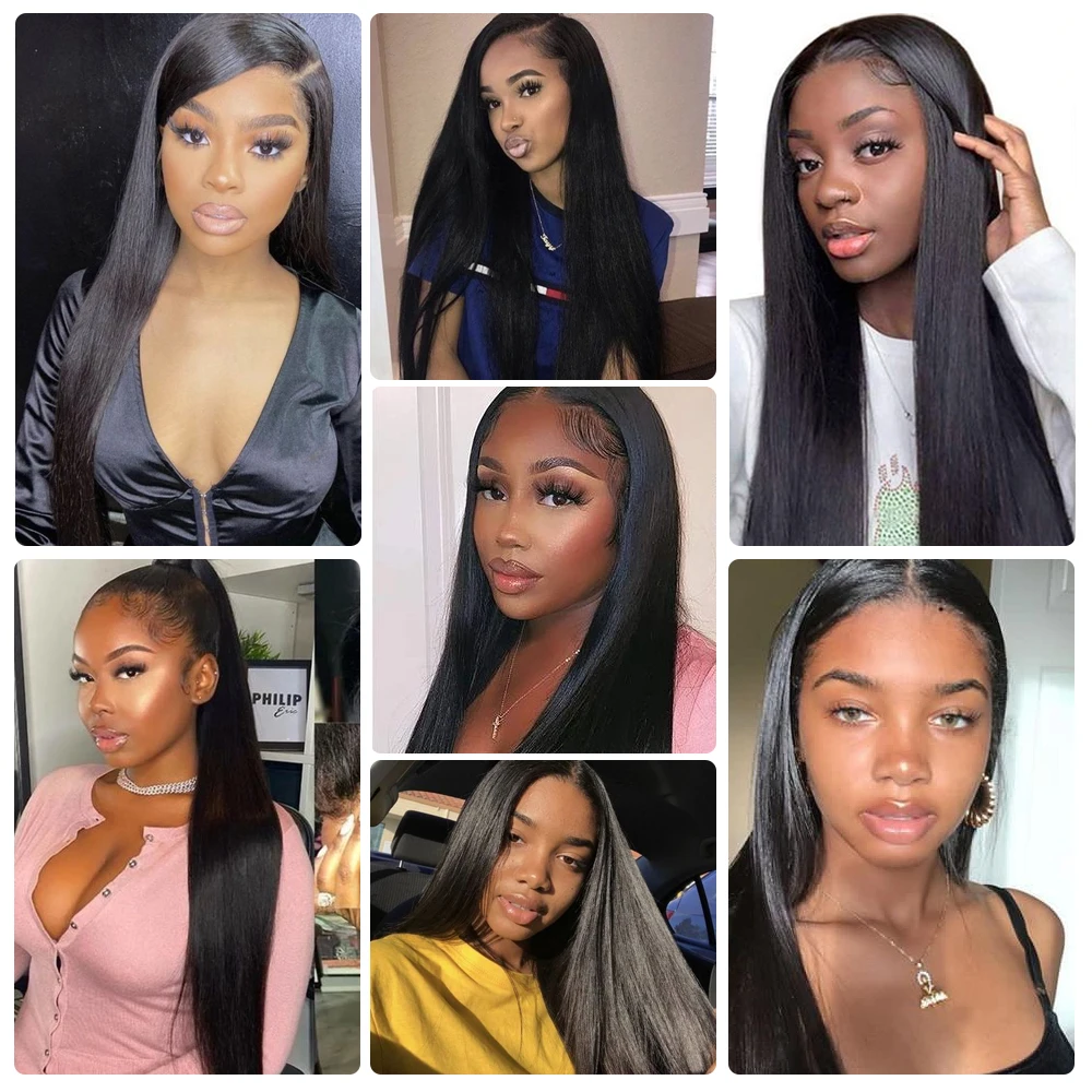 Бразильские прямые волосы пряди с фронтальной застежкой 13x4 от уха до Фронтальная