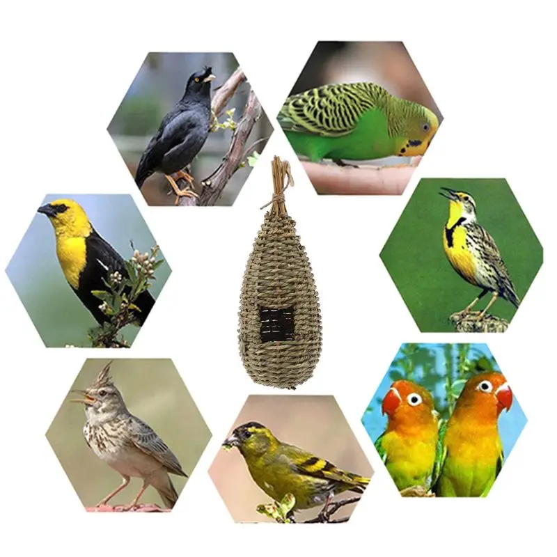 hanging bird house natural fiber finch bird nest hut outdoor cage shelter hideaway free global shipping