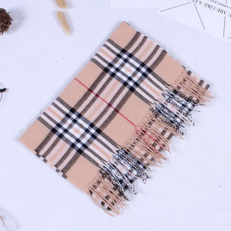 

Men's and girls' neckwear cashmere check children's scarf in Autumn and winter Korean version long thick warm all-match parent-c