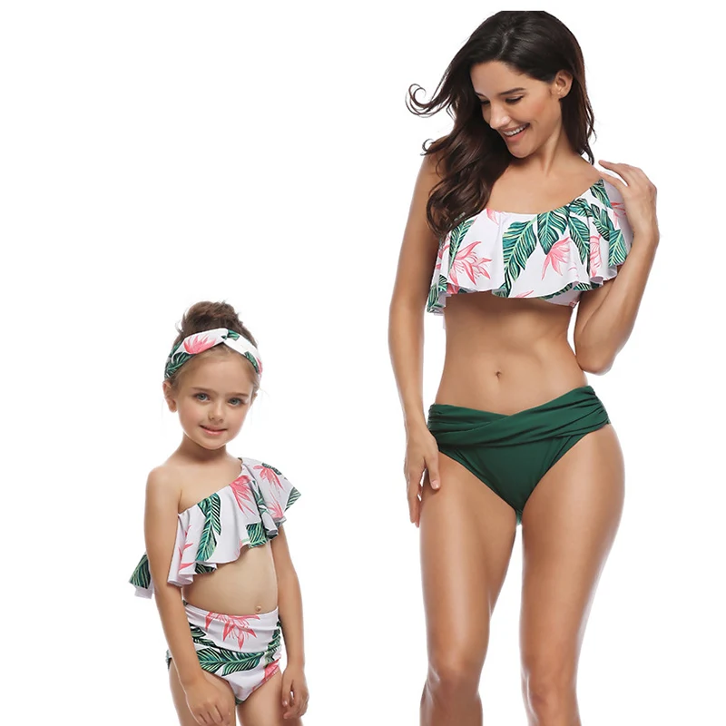 Новинка комплект бикини для девочек купальник мамы и дочки пляжные подходящие