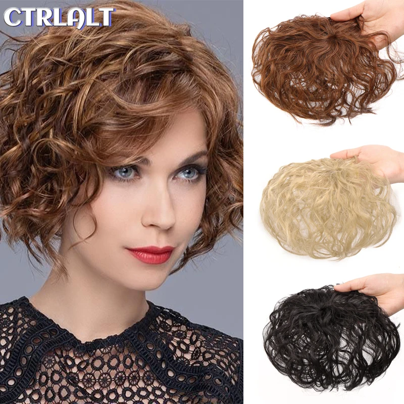 

Invisible Seamless Head Hair Water Ripple Wig Natural Invisible Replacement Cover White Hair Fluffy Short Curly Corn Whisker Wig