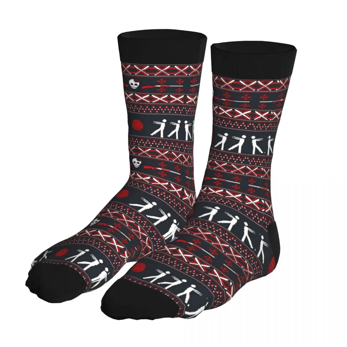 

Zombie Christmas Thick contrast color socks Men 5% spandex Vintage Middle Tube Funny Retro Geek Holiday Middle Tube socks Winter