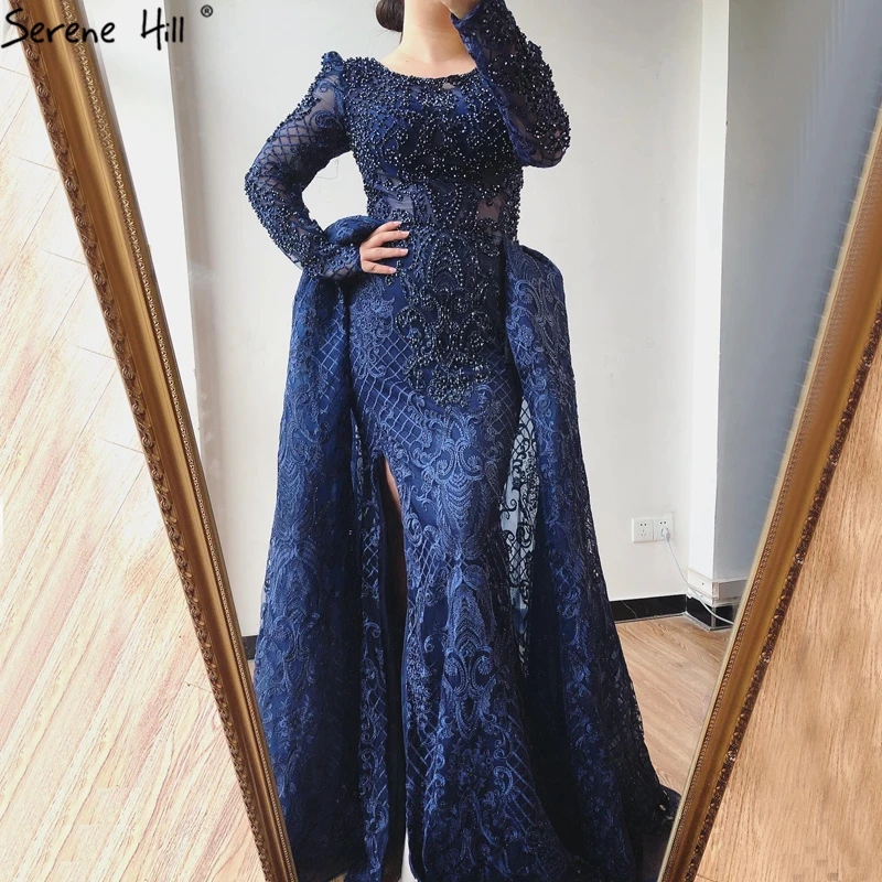 Винно-красное вечернее платье с длинным рукавом Дубай 2020 Русалка О-образным