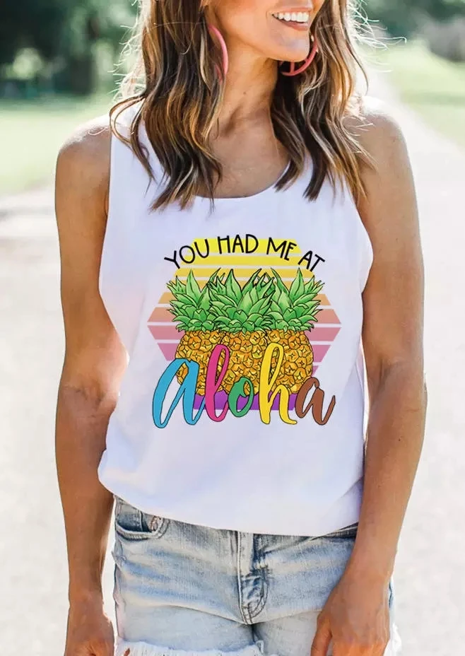 Женский жилет You Had Me At Алоха ананас женские майки для бега и упражнений на спине