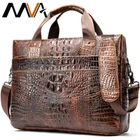 mva male briefcasebag mens genuine leather bag for men leather laptop bags office bags for men crocodile pattern handbag 5555